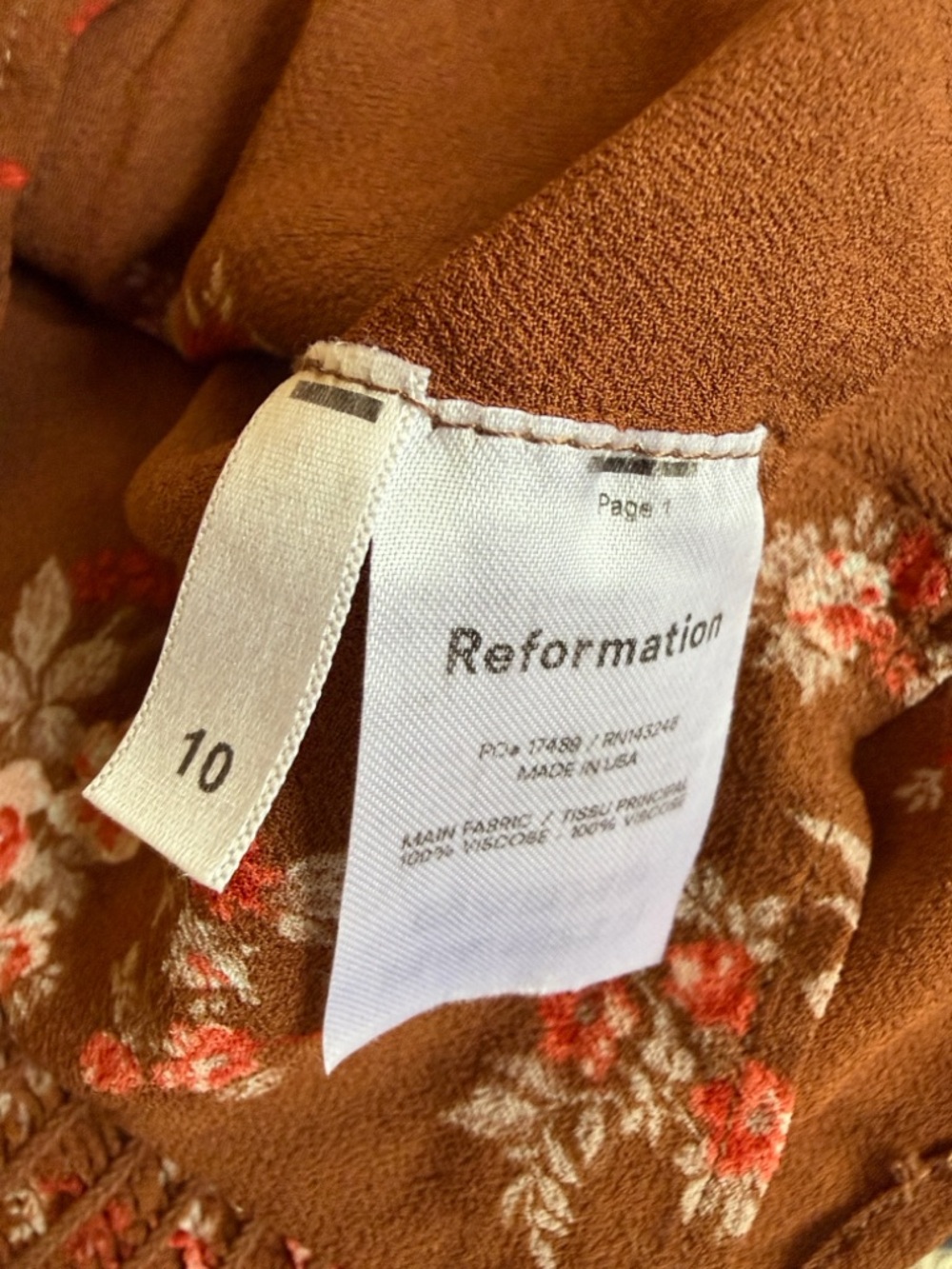 Reformation Brown Floral Tie-Shoulder Bustier Camisole - Picture 7 of 7